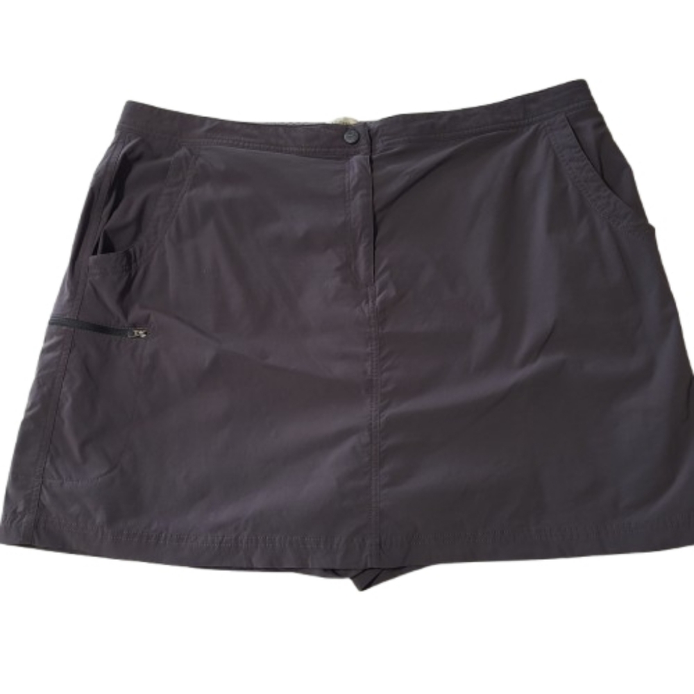 LL Bean Comfort Trail Skort Short Skirt Water Repellent‎ Dark Grey Cargo Pocket